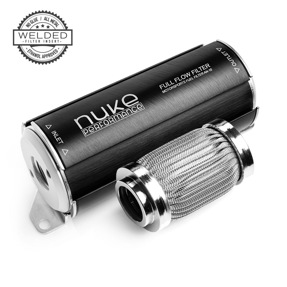 Nuke Performance Fuel Filter 10 Micron AN-10, Stainless Steel