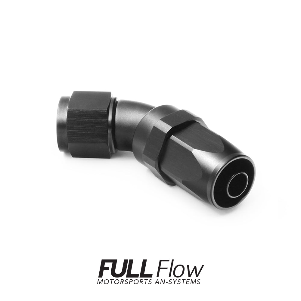 Nuke Performance Full Flow AN Hose End, 45 Degree