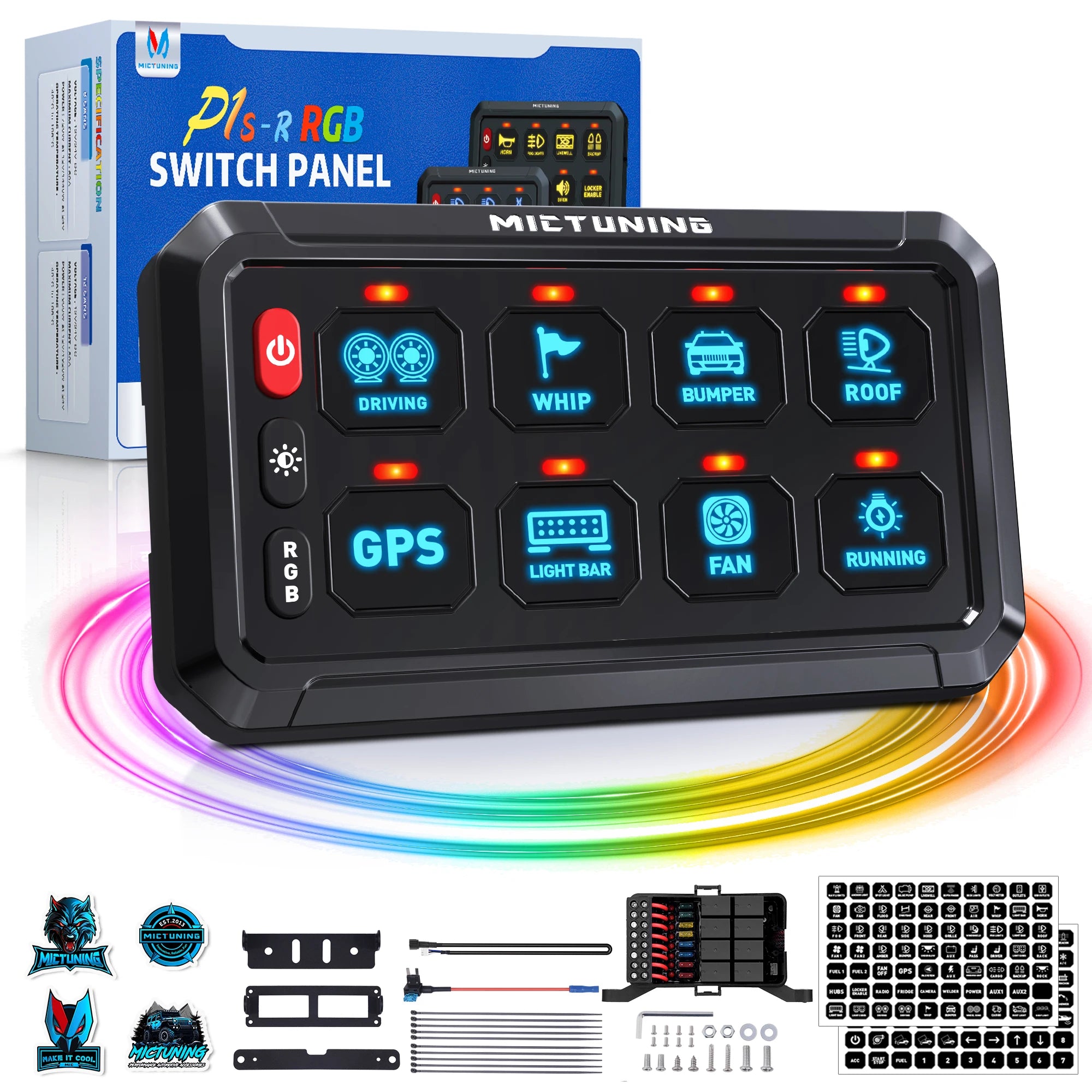 8 Switch Keyboard Control Module with Panel and Fuse Box